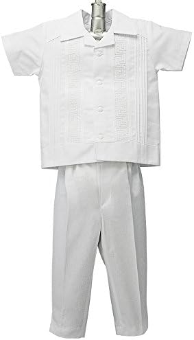Boys Guayabera Shirt, Boys Baptism Shirt w/ Pants Set, Mexican Wedding Shirt, Cotton Guayaberas, style 902 (3 YR)