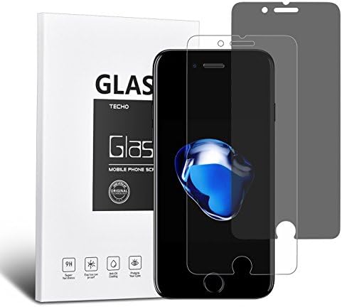 TECHO Privacy Screen Protector for iPhone 8 7 6s 6, 2-Pack Anti Spy Tempered Glass [Anti-Fingerprint] [Bubble Free] [Anti-Scratch]