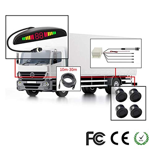 Z-DCYX Car Reversing Rear View Camera, Double CPU Security Reversing Parking Radar Sensor Car Vehicle with 4 Sensors Alarm Buzzer for Vans,Camping Cars,Trucks,RVs