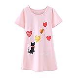 DGAGA Little Girls Cute Cotton Floral Nightgown Sleepwear Pajamas Sleep Dresses Pink 5-6 Years /130cm