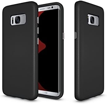Samsung Galaxy S8 Plus Rugged Case Shockproof Cover Black- Soft TPU and Dual Layer for Extra Shock Absorption, Anti Scratch Bumper and Non Slip Cover, It Protects Your Phone From Any Damage or Drops