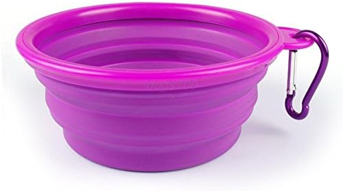 MetYoo Collapsible Dog Bowl, Food Grade Silicone BPA Free, Foldable Expandable Cup Dish for Pet Cat Food Water Feeding Portable Travel Bowl