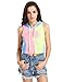 Romwe Women's Summer Sleeveless Tie Dye Hooded Crop Top Yellow one Size