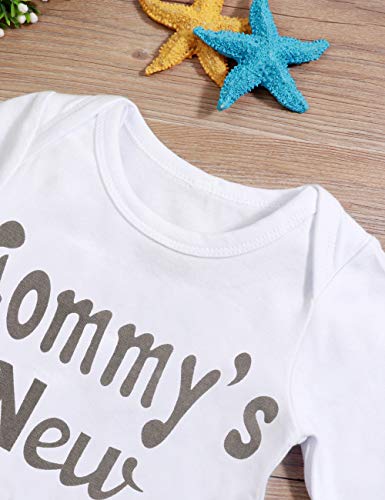 Newborn Baby Boy Clothes Crew Letter Print Romper+Long Pants+Hat 3PCS Outfits Set,Soft Breathable Fabric (F-Blue, 6-9 Months)