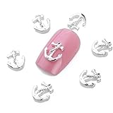 EFT 10pcs Fashion Nail Charms Beads Silver Anchor Alloy 3D Metal Nail Art Tips Slice Manicure Accessories for Nail Art Designs