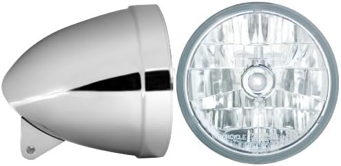 Adjure HB71010-1 7" Smooth Chrome Ventura Highway Design Motorcycle Headlight Bucket Combo with Diamond Cut Ice Headlamp (Part No: T70100)