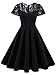 IVNIS Women's Vintage 1950s Short Sleeve A-Line Cocktail Party Swing Dress With Floral Lace