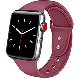 ATUP Sport Band Compatible with Apple Watch Band 38mm 40mm 42mm 44mm Women Men, Soft Silicone Replacement Bands for iWatch Apple Watch Series 4, Series 3, Series 2, Series 1 (Wine Red, 38mm/40mm-S/M)