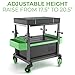 Sidekick Rolling Mechanic Stool - 500 Lb Capacity Garage Toolbox Stool - Adjustable Height Mechanic Creeper Seat - Large Drawer, 3-Inch Casters and Tool Caddy - Powder Coated Steel Frame