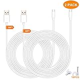 30FT 2Pack USB Power Extension Cable Cord with Wire Clips Nails for WyzeCam,Arlo Q,Kasa Cam.YI Home Camera,Furbo Dog,Nest Cam,Blink,Oculus Go,Nest Cam,Netvue,Super NES Classic and Home Security Camera