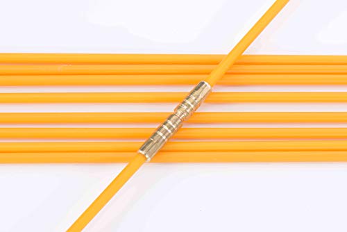 11' Fishing Rod Fiberglass Fish Tape Wire Running Coaxial Electrical Connectable Pull Kit with Hook, Hole Kit and Fastener Steel Rope in Transparent Tube, Yellow - Thumbnail 4