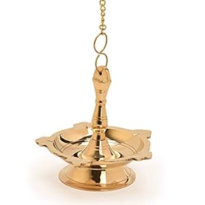 Angelic Brass Latkan with Chain (13 cm x 13 cm x 15 cm, Golden)