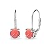 Sterling Silver Polished Simulated Coral 6mm Round-cut Drop Leverback Earrings for Women