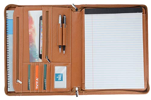 Brown Leather Portfolio with Notepad Space for 12.9 inch iPad Pro
