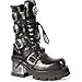 NEWROCK 373-S3 Ladies Black BIKER Leather Heel Boots 373 - S3 GOTH PUNK EMO ROCK 6