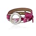 EVERLEAD Rose Gold Floating Charms Locket Double Wrap Leather Bracelet 316l Stainless Steel Waterproof Bangle Free Zircon