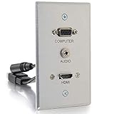 C2G 60144 HDMI, VGA, 3.5mm Stereo Pass Through Single Gang Wall Plate, Aluminum