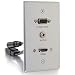 C2G 60144 HDMI, VGA, 3.5mm Stereo Pass Through Single Gang Wall Plate, Aluminum primary