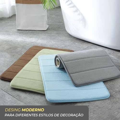 Decolab Tapete Antiderrapante Banheiro Super Soft | Kit Tapete Banheiro Box ou Banheira Completo | Jogo Tapetes Para Banheiro Multiuso Decoração Quarto (Azul, 2 Peças)
