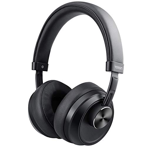 Yoton Bluetooth Headphones Over Ear HiFi Stereo Wireless Headset, Soft Memory Protein Ear Pads, 16H Playtime for Travel Running Work TV PC Cellphone, Black