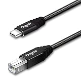 Fasgear 3ft Type C to USB B Cable Nylon Braided 2.0 Printer Scanner Cord with Metal Connector Compatible with ASUS AiO, HP, Canon, Samsung Printers and More (3ft, Black)