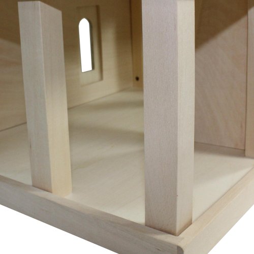 Freda Villa Puppenhaus aus Holz mit 3 Etagen Tragegriff 46 x 35 x 58 cm (B x T x H) – Bild 7
