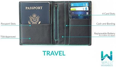 Walli Travel - The Smart Wallet (Blue) Dimensions 4.5 x 5.5 Inches + Bonus - Key Finder 1.75 x 1.7 Inches