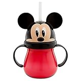 Mickey Mouse Head Cup with Handle and Straw - Mickey Mouse Kids Cup