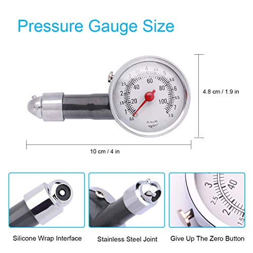 ZHSMS Valve Core Tool Set with Tire Pressure Gauge 20Pcs Valve Cores 10Pcs Tire Valve Caps 4-Way Valve Tool Dual Single Head Valve Core Remover Tire Repair Tool