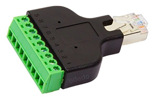 odedo® RJ45 Male to Terminal Block 8-Pin Adapter LAN Network Plug Ethernet Converter Male to 8 Pin Screw