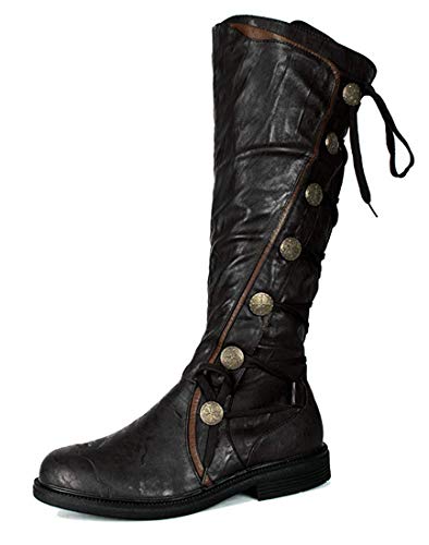 Military Steampunk Western Vintage Style Halloween Costume Adult Mens Boots M Black
