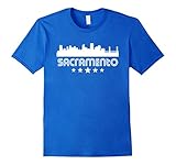 Men's Sacramento California Skyline Retro Style T-Shirt Large Royal Blue