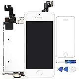 Corepair iPhone 5S LCD Screen White Full Assembly Display Replacement Touch Digitizer Home Button, Front Camera, Ear Speaker, Repair Tools Screen Protector