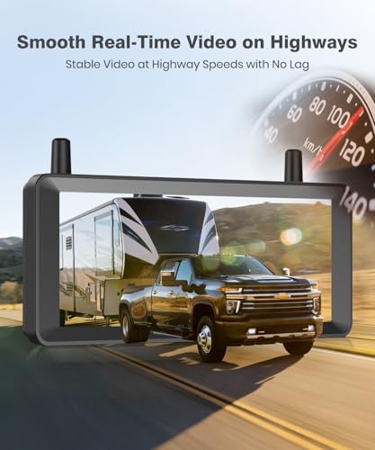 AUTO-VOX Wireless RV Backup Camera, 30Min Plug and Play Setup, Smooth Live View Even Past 60ft, 7.2" 1080P DVR Monitor, Super IR Night Vision Back up Camera Works with Pre-Wired RV, 5th Wheel, Trailer