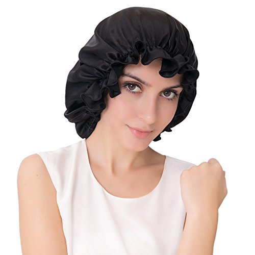 ALASKA BEAR - Natural Silk Sleep Night Cap Head Cover Bonnet for Hair Beauty, Large size Fits Most