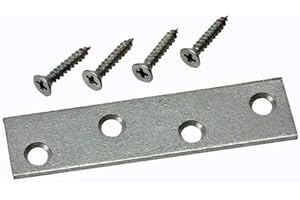 Premium Quality 10 Pack of Zinc Plated Steel Mending Plate 3" x 3/4" with 1/2" x 6 Screws