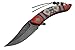 8.5 Native American Indian Spring Assisted Open Pocket Knife Damascus RED FEATHER - Firefighter Rescue Pocket Knife - Hunting Knives, Military Surplus - Survival and Camping Gear