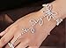 yueton Rhinestone Leaf Hand Harness Bracelet Bangle Fashion Ankle Bracelet Anklet with Chain Link Finger Ring for Women Sandals Beach Foot Jewelry Accessories Pack of 2