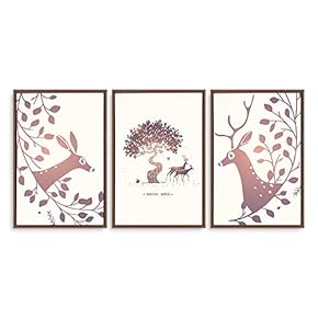 Framed Canvas Wall Art for Living Room, Bedroom Abstract Deer Collection Canvas Prints for Home Decoration Ready to Hanging - 16"x24"x3 Panels