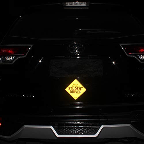 GAMPRO Set of 2 Please Be Patient Student Driver Reflective Vehicle Bumper Magnet, Reflective Vehicle Car Sign Sticker Bumper Drivers, Reduce Road Rage and Accidents for Rookie Drivers(2 Pack)