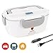 Electric Lunch Box 2 in 1 for Car/Truck and Work 110V & 12V 40W - Stainless Steel Portable Food Warmer Heater 1.5L - Spoon and 2 Compartments Included primary