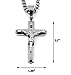 Fifth Ave Fair Men's Stainless Steel Silver Plain Jesus Christ Crucifix Cross Pendant Necklace with Cuban Curb Link Chain, 24
