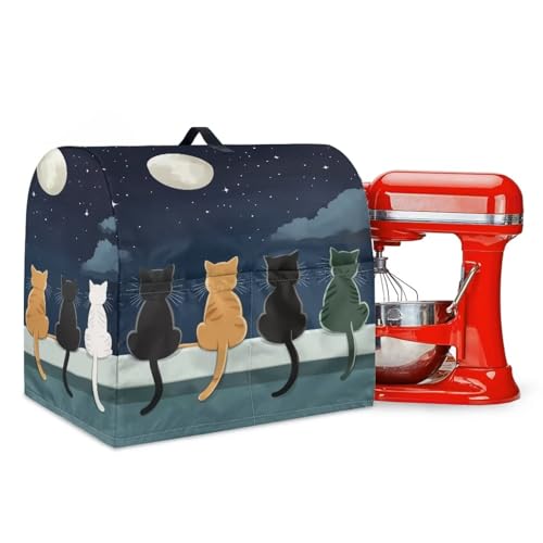 Doojoayie Stand Mixer Cover 4-5.5 Quarts Cat & Moon Kitchen Aid Mixer Cover with Draw Rope Kitchen Accessories Easy to Clean