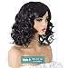 YUNKAI Short Curly Wigs For Black Women Upgraded Womens Curly Wave Black Wigs With Bangs Cute Fashion Natural Wavy Curly Wavy Synthetic Hair Loose Wavy Wigs Heat Resistant for Daily Party (Black)