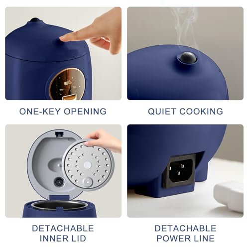Bear Mini Rice Cooker 2 Cups Uncooked, 1.2L Portable NonStick Small