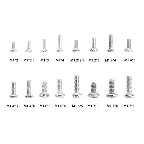 HanTof 800pcs 16 Kinds M1 M1.2 M1.4 M1.6 M1.7 Small Screws,Micro Screws, Tiny Screws Assortment Kit