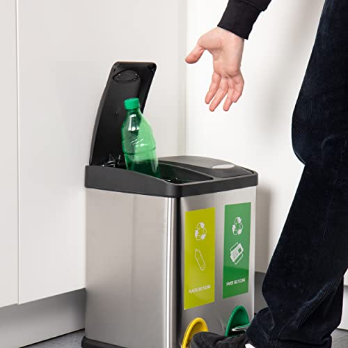 Mind Reader 2Section Stainless Steel Recycle Bin 24 Liter/ 6.5 Gallon