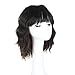 SCENTW Fashion Short Wavy Wigs With Flat Bangs Black Mixed Brown Synthetic Full Wigs For Women None Lace Wigs That Look Real Heat Resistant +Free Wig Cap