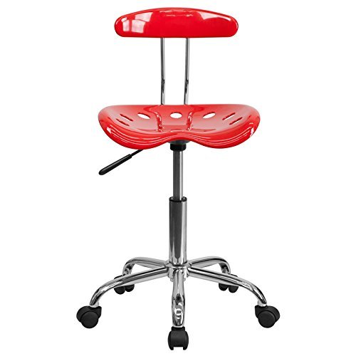 Duhome Vibrant Red and Chrome Swivel Task Chair Drafting Stool with Tractor Seat