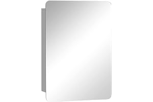 kleankin Wall-Mounted Mirror Cabinet, Bathroom Medicine Cabinet with Mirror, Sliding Door and 3-Tier Storage Shelf, Stainless